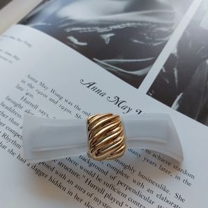Vintage Barrette Bobby Pin Clip France Light Grey Color Gold Lucite Bow 1990s
